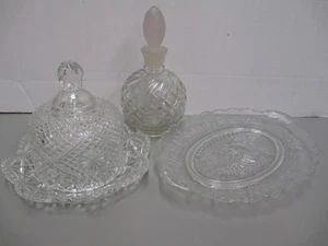 VTG AVON LOT 3 PIECES, PRESSED GLASS DOMED BUTTER , BICENTENNIAL DISH & SWIRL - Picture 1 of 9
