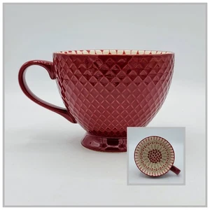 Taza de café con textura de diamante rojo de firma para artículos para el hogar taza con patas corazones en el interior - Imagen 1 de 8