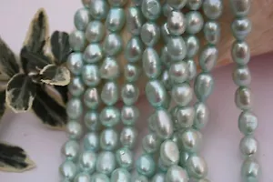 BR405 Zuchtperlen Strang Süßwasser Perlen Schmuck Kette Halskette 8-9mm barock - Bild 1 von 1
