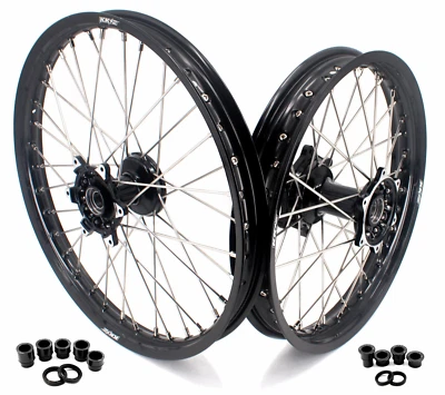 KKE 21/19'' Cast Wheels Rim Fit Yamaha YZ125 YZ250 1999-2024 YZ250F YZ450F Black - Image 1 of 4