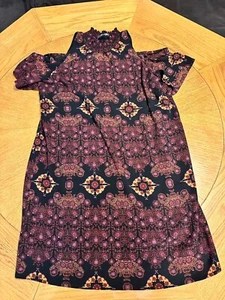 Signature Collection Womens Large Cold Shoulder Boho Floral Medallion Dress - Picture 1 of 7