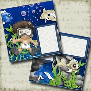 Deep Blue - 2 Premade Scrapbook Pages - EZ Layout 4076 - Picture 1 of 2