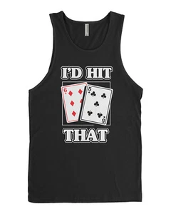 Jugador de tarjetas de casino de blackjack con camiseta sin mangas I'd Hit That para hombre - Imagen 1 de 3