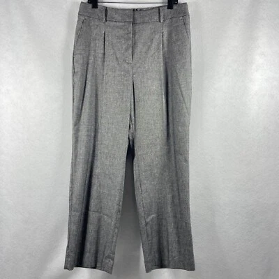 Pantalones Talbots Bristol para mujer 12 gris tiro alto pierna recta tobillo mezcla de lino nuevos Foto 1 de 4