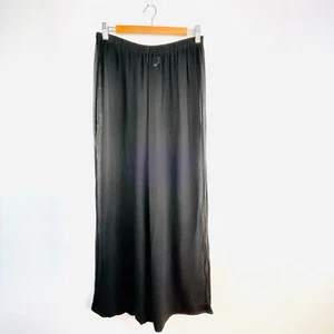 AN Size M 12 Black Chiffon Sheer Wide Leg Pants Designer - Picture 1 of 15