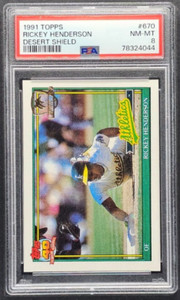 1991 Topps Rickey Henderson Desert Shield PSA 8