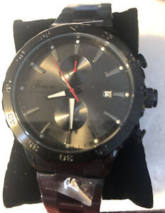 Genoa Multi-Function Chronograph Watch W/ION Plated Blak Stainless Steel