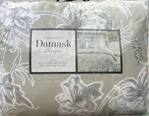CHARTER CLUB DAMASCO COLECCIÓN CONJUNTO DE EDREDÓN DOBLE GRABADO FLORES 300TC NUEVO EN PAQUETE - Imagen 1 de 2