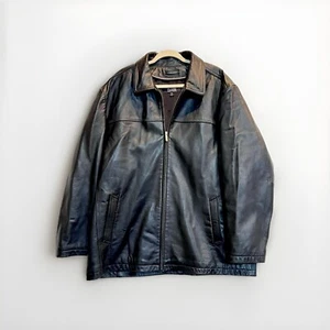 VTG Wilson’s Genuine Leather Jacket Mens 2XL Black Thinsulate Zip Pelle XXL Coat - Picture 1 of 7