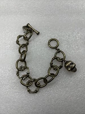 Pulsera Betsey Johnson Etiqueta Negra Calavera y Huesos Estrás Rara  Foto 1 de 4