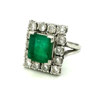 Magnífico Anillo Oro 18 Quilates - Esmeralda Y Diamantes 1,40 9,52 G - Imagen 1 de 4