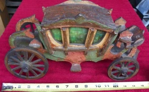 Leaded Glass Paul F. Beich Store Display Candy Container Carriage Metal Wheels - Picture 1 of 11