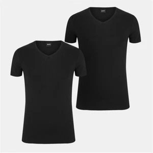 Hugo Boss Herren 2er Pack T Shirts Schwarz V-Ausschnitt Spirit Slim Fit Größe S L XL - Bild 1 von 8