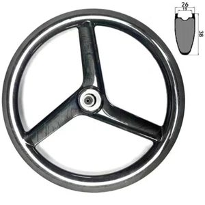 20er 451 Carbon Folding Bike 3 Spokes Wheelset Ceramic Peilin 36T Ratchet Hubs - Picture 1 of 14