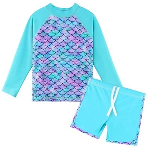 Girls Long Sleeve Swimsuits Rashguard Sets Sunsuits Uv 50+ Two Piece 312y - Picture 1 of 6