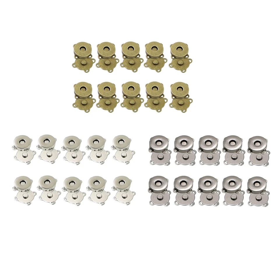 10 Sets Sew In Magnetic Bag Clasps for Craft Clothing Bag 14mm Coat Supplies - Image 1 of 1
