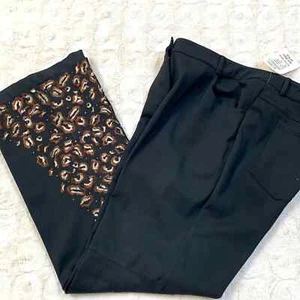 St. John's schwarze Damen-Flare-Beinhose Tierdruck Größe 14 neu mit Etikett - Bild 1 von 7