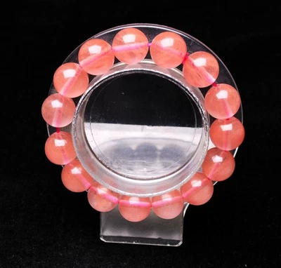 Pulsera de cuentas de piedras preciosas de cristal de pluma de paloma roja transparente natural de 12,5 mm Foto 1 de 4