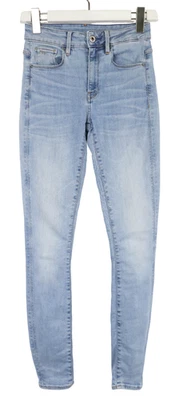 Pantalones de mezclilla ajustados altos para mujer G-STAR 3301 W27/L32 bigotes azules descoloridos cremallera mosca Foto 1 de 4