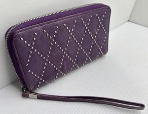 Hobo International lila Leder Reißverschluss Clutch Geldbörse Kalbsleder 6,5 x 4 Zoll - Bild 1 von 5