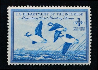 UNITED STATES (US) RW15 MINT VF HINGED $1 BRIGHT BLUE - Image 1 of 2