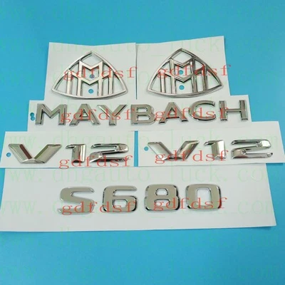 6pcs Chrome ABS Trunk Emblem Badge for Mercedes-Benz S-Class W222 S680 Maybach - Image 1 of 4
