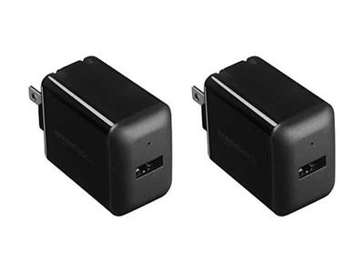(2 PACK) Amazon Basics 12W USB-A Wall Charger Black  - Image 1 of 4