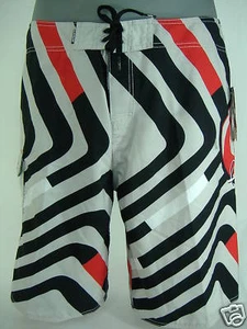 Neu Herren 30 Quiksilver verschoben rot schwarz Surfen Schwimmen Board Shorts - Bild 1 von 1