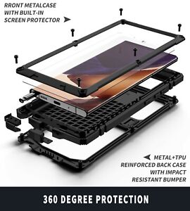 Wasserdicht Metall Display Glas Handyhülle Case Cover f Samsung Note20 S20 Ultra
