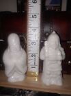 2 Miniatures    white porcelain Japanese Lucky God  Bone  China  3/4" tall     
