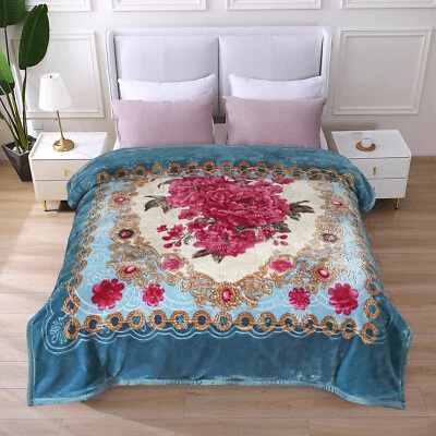 Manta de lana de visón coreano pesado 2 capas reversible sedosa suave invierno mantas de cama Foto 1 de 4