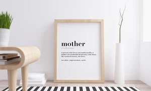 Diccionario Madre Mamá Definición Significado Arte en Pared Impresión Póster Decoración del Hogar Regalo - Imagen 1 de 1