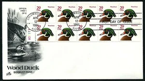 USA, SCOTT # 2485A, ARTCRAFT WOOD DUCK RED BOOKLET PANE FDC COVER, YEAR 1991 - Picture 1 of 1