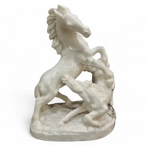 Kriecherpferde Tischskulptur aus Alabaster Home Decor Kunst Design H 30cm - Bild 1 von 9