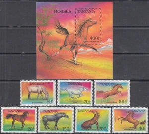 TANZANIA Sc # 1152-9 CPL MNH SET of 7 + S/S - VARIOUS HORSES - Picture 1 of 1