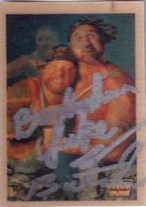 The Bushwackers Luke Butch Signed 1990 WWF Hasbro Action Figure Trading Card WWE - Picture 1 of 13