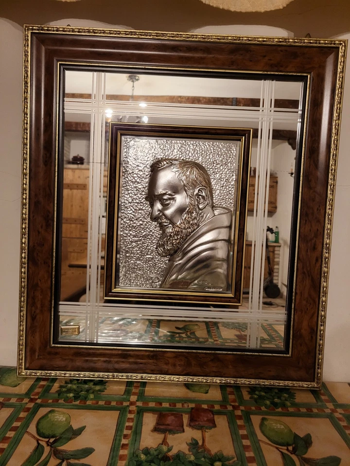 Quadro di Padre Pio in Argento 925 creazioni artistiche ideal-gift  - Immagine 1 di 4
