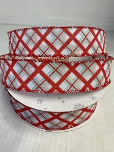 Merry Moments Wire Edge Ribbon 1.5”X 75’ Red Pink Green Plaid Christmas - Picture 1 of 6