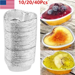 10-40Pcs Heart Shaped Disposable Aluminum Foil Cups for Muffin Cupcake Bake UK - Picture 1 of 20