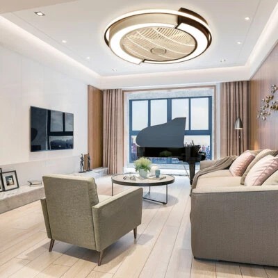 23 Inch Ceiling Fan Light Modern LED Remote Control Semi Flush Mount Fandelier - Image 1 of 4