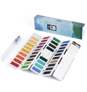 Professional 38 Colors Watercolor Paint Draw Painting + Water Brush Pigments Set - Picture 1 of 5