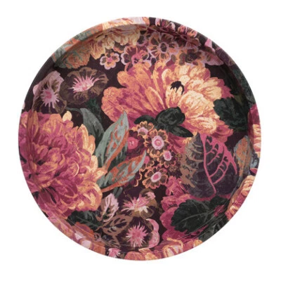 Round Floral Serving or Drinks Tray - 30 cm - Sanderson Peony - Elite Tins - Image 1 of 4