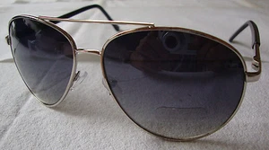 Aviator Shaded Sunglasses Silver Frame Black Lens Womens Mens Shades Gradient - Picture 1 of 4