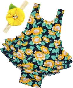 Kids Baby Girls Floral Romper Sunsuit Summer Outfit Set Clothes,9E59A,6-12 Month - Picture 1 of 12