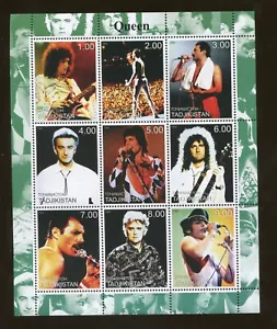 Hoja de estampillas conmemorativas de recuerdo de Tayikistán - Queen - Freddie Mercury - Imagen 1 de 1