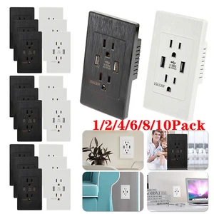 Dual USB Port Wall Socket Charger AC Power Receptacle Outlet Plate Panel 15A Lot - Picture 1 of 17