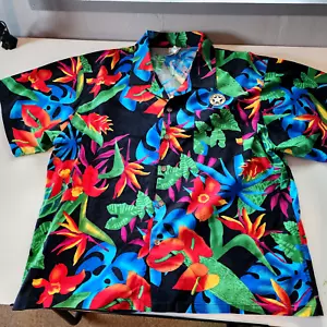 Toucan Dance Fast Lane Clothing Men's Hawaiian Button Up Shirt 90s Colorful - Picture 1 of 12