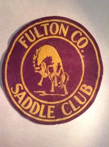 vintage Felt Patch Saddle Club Fulton County Ohio Wauseon INV P0182 - Picture 1 of 4