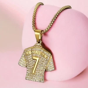 CR7 GOLD NECKLACE - SHINE WITH RONALDO STYLE+FREE ACCESSORIES ( SIMULATED ) - Picture 1 of 8