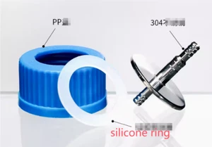 GL45 silicone ring solvent bottle waste Cans with 1 2 3 4 holes for HPLC - Imagen 1 de 21